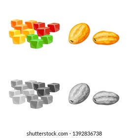 Vector illustration of food  and raw  sign. Set of food  and nature   stock vector illustration.