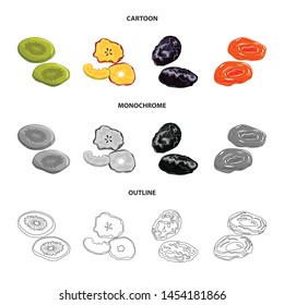 Vector illustration of food and raw sign. Collection of food and nature stock vector illustration.