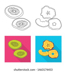 Vector illustration of food and raw sign. Set of food and nature stock symbol for web.