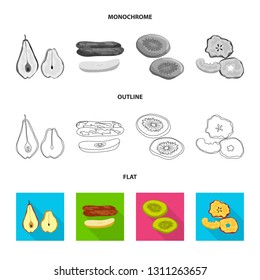 Vector illustration of food  and raw  symbol. Set of food  and nature   stock symbol for web.