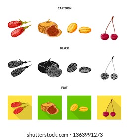 Vector illustration of food  and raw  symbol. Collection of food  and nature   stock symbol for web.