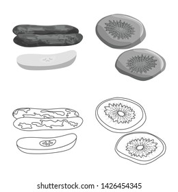 Vector illustration of food and raw symbol. Collection of food and nature stock vector illustration.