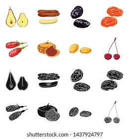 Vector illustration of food and raw symbol. Collection of food and nature stock symbol for web.