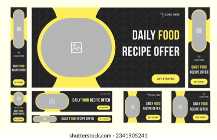 Vector illustration food recipe set of web banner for social media posts, web banner design, food promotion banners suitable for promoting social media, web and banner ads, vector eps 10 file format