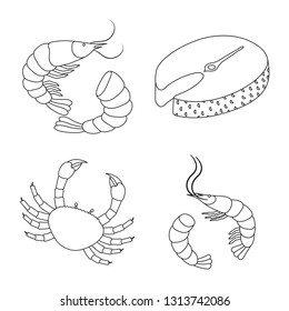 Vector illustration of food and sea icon. Collection of food and healthy stock symbol for web.