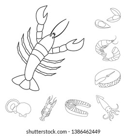 Vector illustration of food and sea icon. Set of food and healthy vector icon for stock.