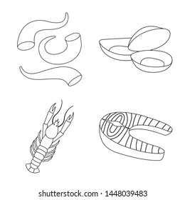 Vector illustration of food and sea icon. Set of food and healthy stock symbol for web.