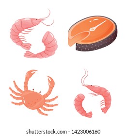Vector illustration of food and sea logo. Collection of food and healthy stock symbol for web.