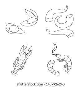 Vector illustration of food and sea logo. Collection of food and healthy vector icon for stock.