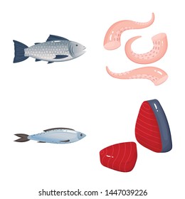 Vector illustration of food and sea logo. Collection of food and healthy stock vector illustration.