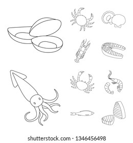 Vector illustration of food and sea sign. Collection of food and healthy stock vector illustration.
