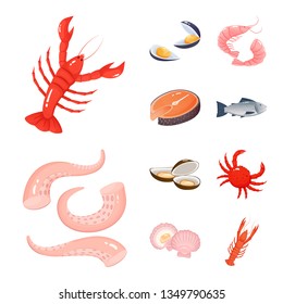 Vector illustration of food and sea symbol. Collection of food and healthy vector icon for stock.