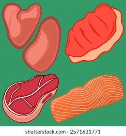Vector illustration of Food set. Different breakfast, lunch and dinner