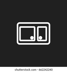 Vector Illustration Of Food Symbol On Sideboard Outline. Premium Quality Isolated Cupboard Element In Trendy Flat Style.