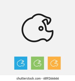 Vector Illustration Of Food Symbol On Pork Outline. Premium Quality Isolated Pig Element In Trendy Flat Style.