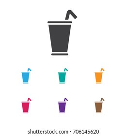 Vector Illustration Of Food Symbol On Milkshake Icon. Premium Quality Isolated Take Away Element In Trendy Flat Style.
