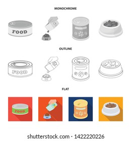 Vector illustration of food  and tin logo. Set of food  and bottle stock symbol for web.