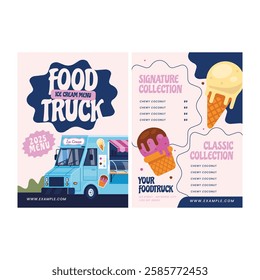 Vector illustration of food truck festival flyer poster template design