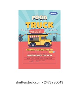 Vector Illustration of Food Truck Flyer Poster