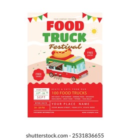 Vector Illustration of Food Truck Flyer Poster