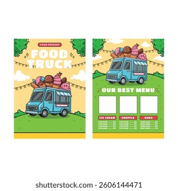 Vector illustration of food truck flyer poster template design