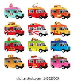 A Vector Illustration Of Food Truck Icon Designs