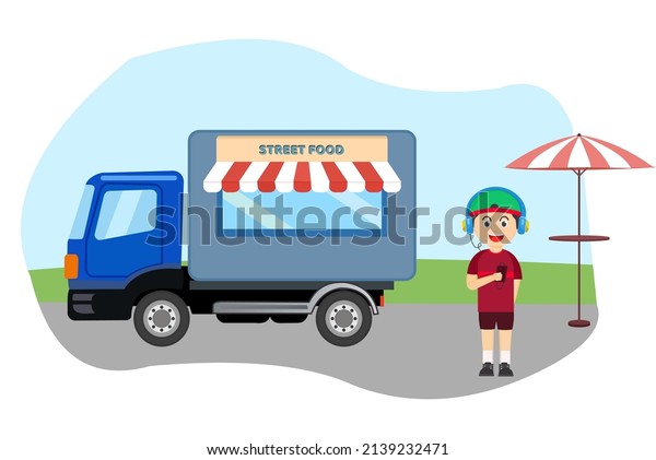 vector illustration of a food truck or also known as\
street food