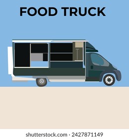 Vector illustration of a food truck logo design