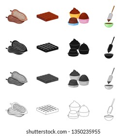 Vector illustration of food and yummy icon. Collection of food and brown   stock vector illustration.