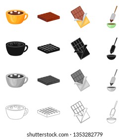 Vector illustration of food and yummy icon. Set of food and brown   stock vector illustration.