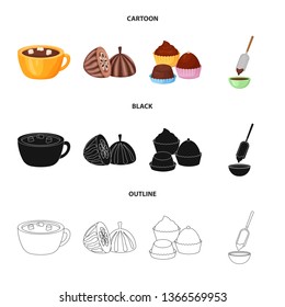 Vector illustration of food and yummy icon. Set of food and brown   vector icon for stock.