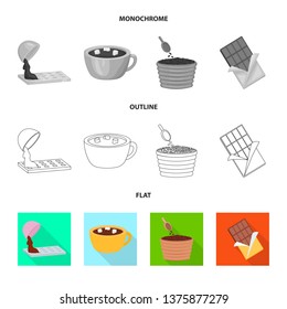 Vector illustration of food and yummy icon. Set of food and brown   stock symbol for web.