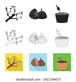 Vector illustration of food and yummy icon. Set of food and brown   vector icon for stock.