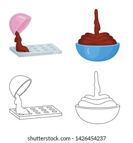 Vector illustration of food and yummy icon. Collection of food and brown stock vector illustration.