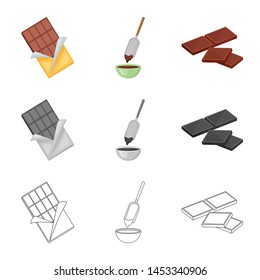 Vector illustration of food and yummy icon. Collection of food and brown vector icon for stock.