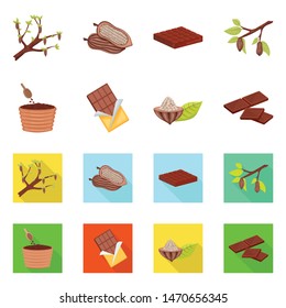 Vector illustration of food and yummy icon. Set of food and brown vector icon for stock.