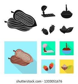 Vector illustration of food and yummy logo. Set of food and brown   vector icon for stock.