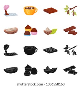 Vector illustration of food and yummy logo. Collection of food and brown   stock vector illustration.