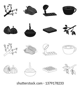 Vector illustration of food and yummy logo. Collection of food and brown   stock vector illustration.