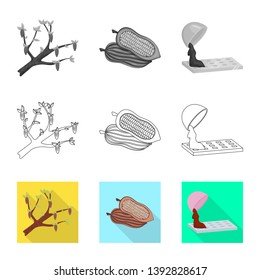 Vector illustration of food and yummy logo. Set of food and brown   stock symbol for web.