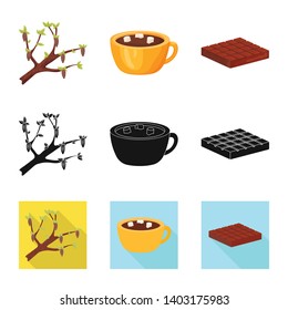 Vector illustration of food and yummy logo. Set of food and brown   stock symbol for web.