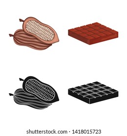 Vector illustration of food and yummy logo. Collection of food and brown   vector icon for stock.