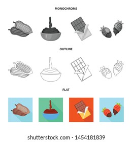 Vector illustration of food and yummy logo. Collection of food and brown stock vector illustration.