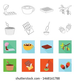 Vector illustration of food and yummy logo. Collection of food and brown stock symbol for web.