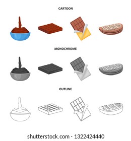 Vector illustration of food and yummy sign. Collection of food and brown   stock vector illustration.