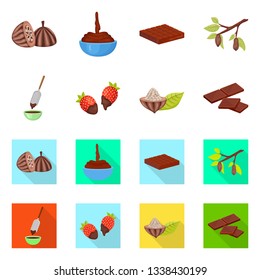 Vector illustration of food and yummy sign. Collection of food and brown   stock vector illustration.