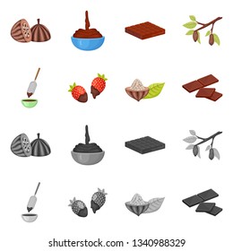 Vector illustration of food and yummy sign. Collection of food and brown   vector icon for stock.