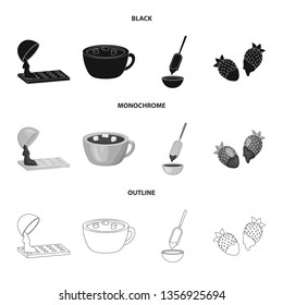 Vector illustration of food and yummy sign. Set of food and brown   vector icon for stock.