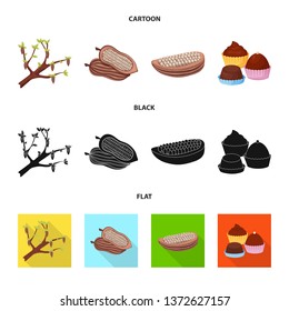 Vector illustration of food and yummy sign. Collection of food and brown   stock symbol for web.