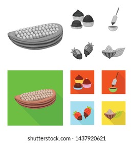 Vector illustration of food and yummy sign. Set of food and brown stock symbol for web.